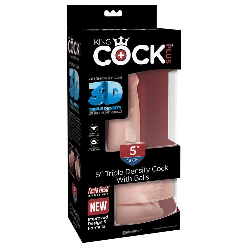 3D Dildo Triple Densidad con Testículos Plus 5 Natural - Imagen 7