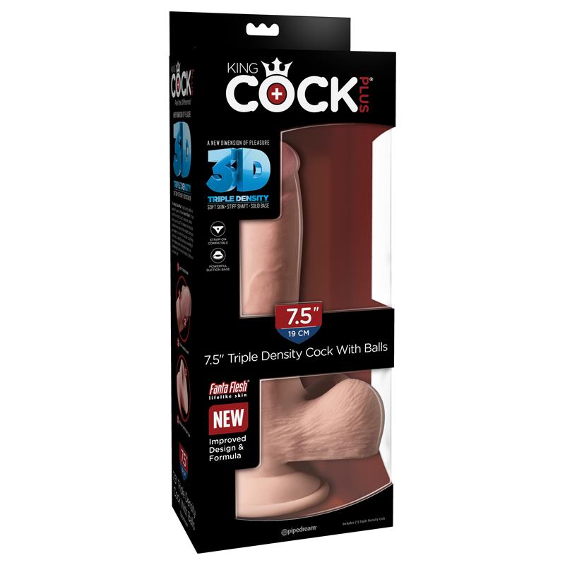 3D Dildo Triple Densidad con Testículos Plus 7.5 Natural - Imagen 7