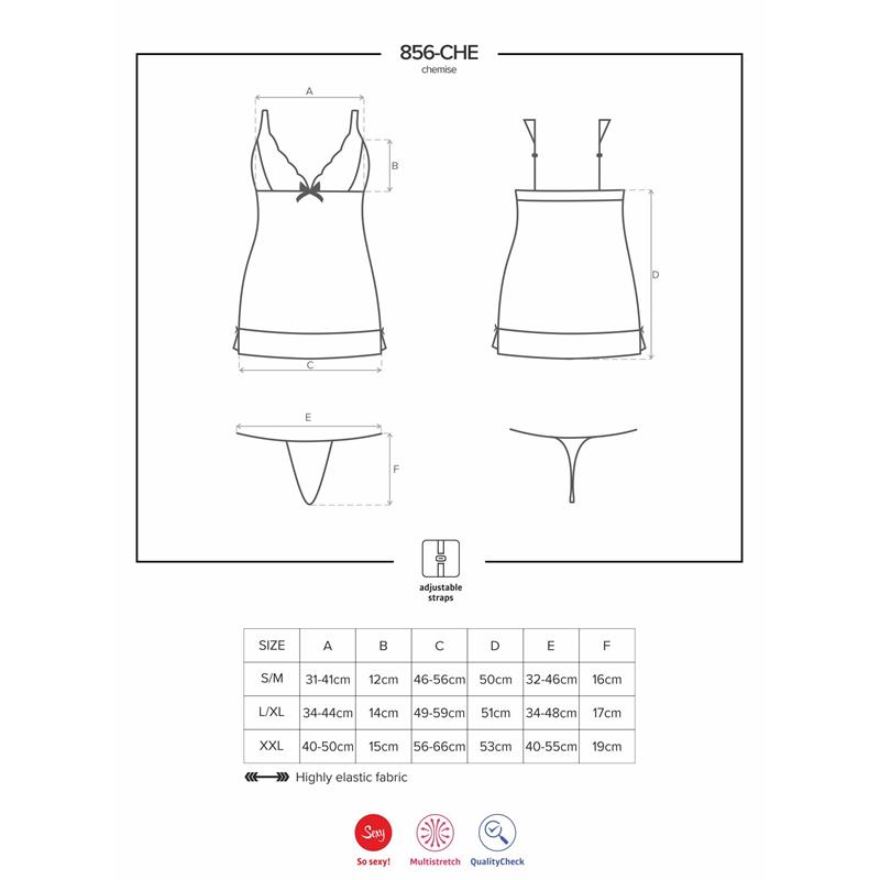 856-CHE-1 Chemise y Tanga Color Negro - Imagen 3