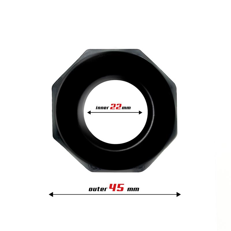 Anillo para el Pene Poligonal Súper Flexible 2.2 cm Negro - Imagen 2
