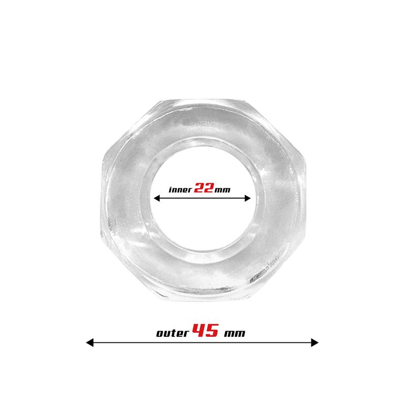 Anillo para el Pene Súper Flexible Poligonal 2.2 cm Transparente - Imagen 2