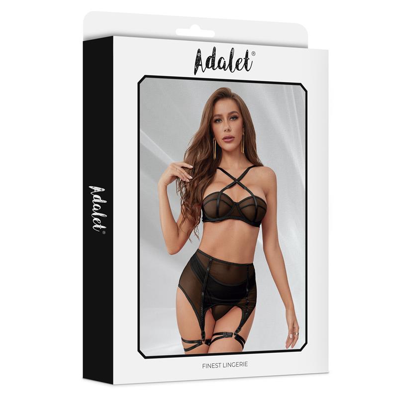 Aria Set Sujetador, Tanga, Ligero y Ligas - Imagen 4