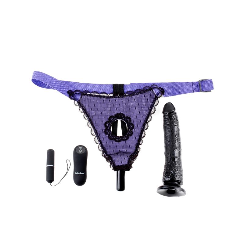 Arnés con Dildo con Vibración y Control Remoto Púrpura