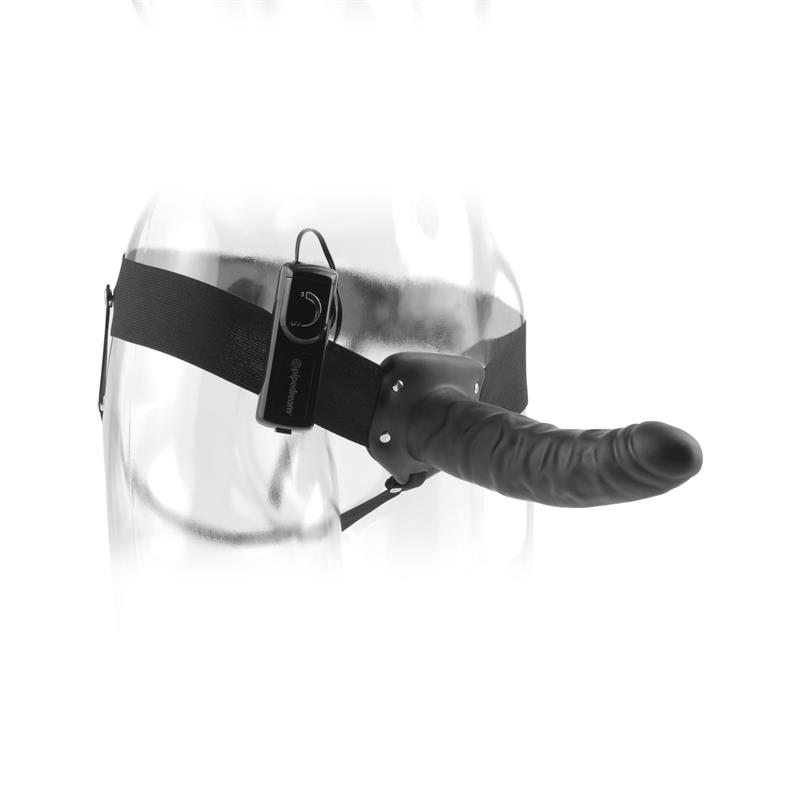 Arnés con Dildo Hueco y Vibración 8 Negro - Imagen 2
