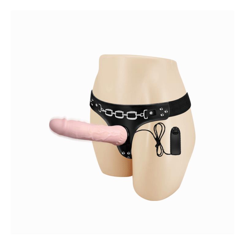 Baile Arnés con Dildo Vibrador Natural 18.5 cm - Imagen 2