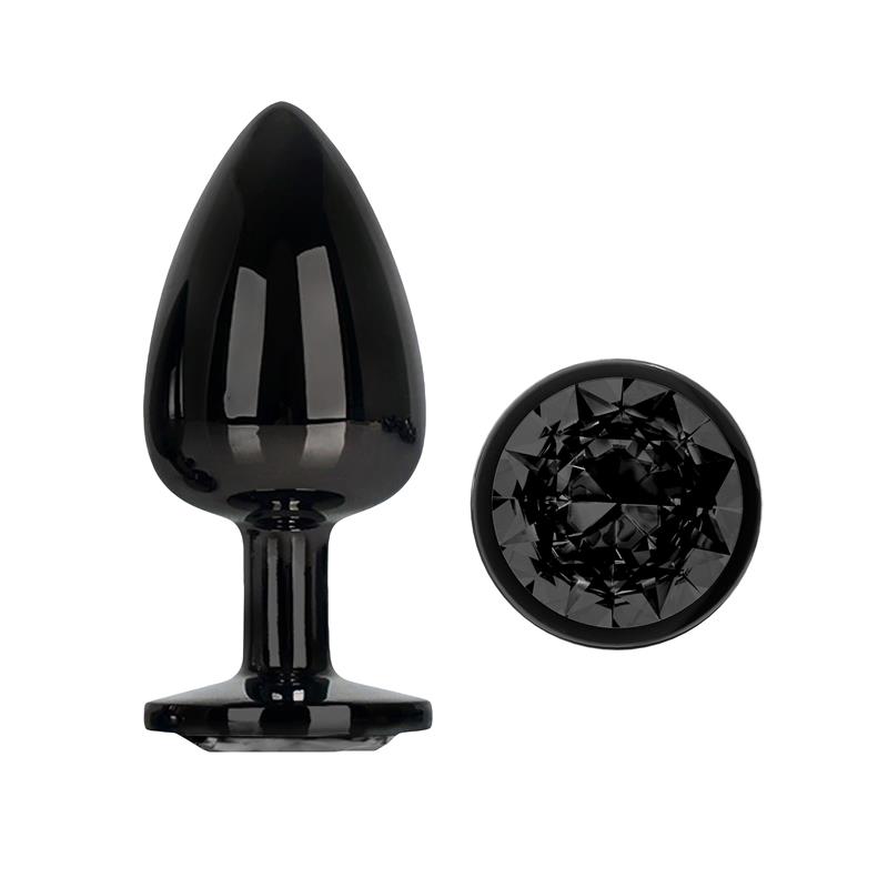 Blackgem Plug Anal Metálico con Joya Negro Talla L - Imagen 2