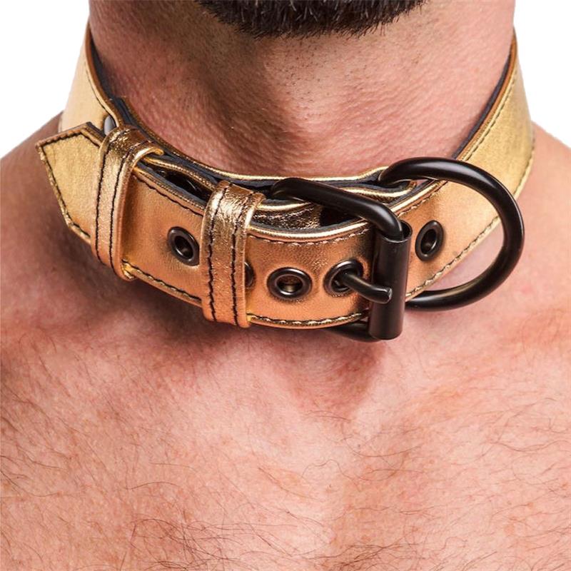Collar con Correa Bondage Dorado - Imagen 4