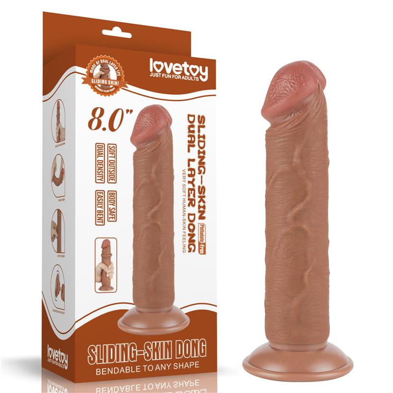 Dildo con Piel Retractil 8 Bronceado - Imagen 12