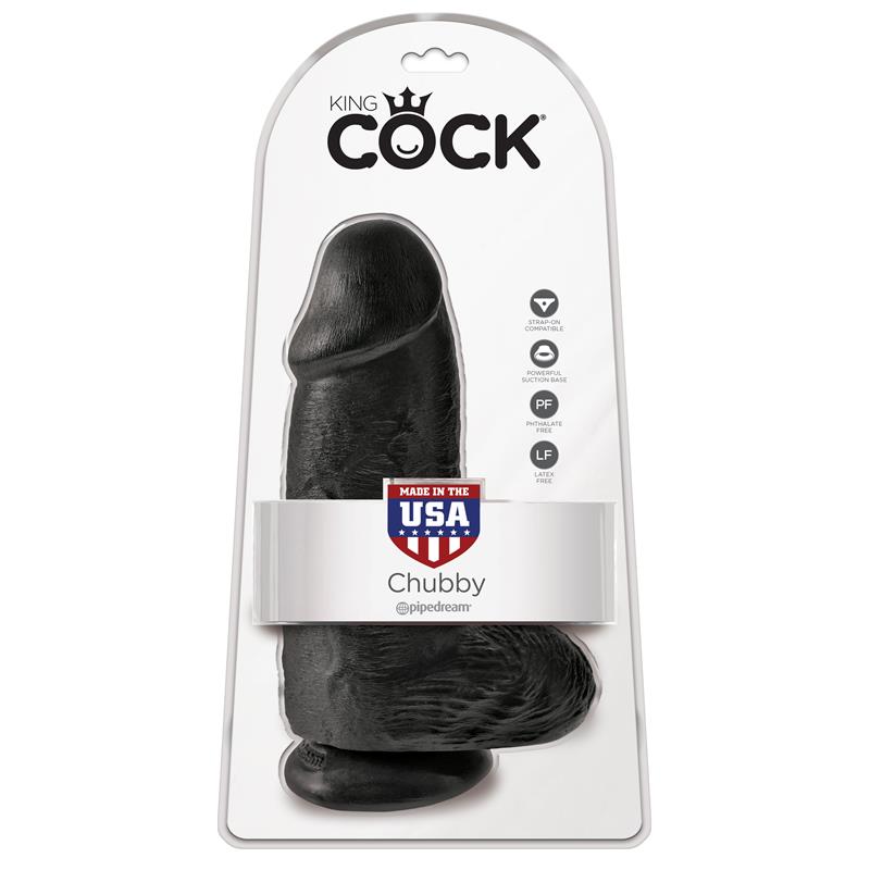 Dildo con Testículos 9 Chubby Negro - Imagen 2