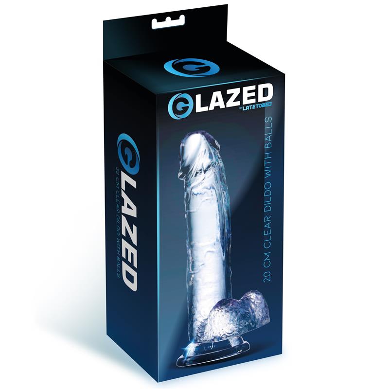 Dildo Realista con Testículos Material Cristalino 20 cm - Imagen 2