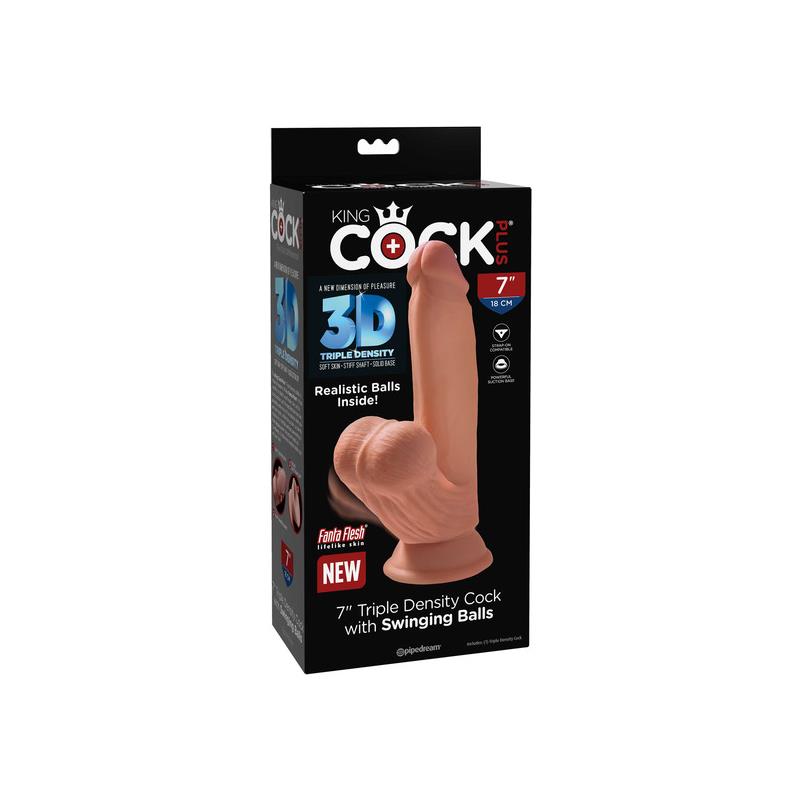 Dildo Triple Densidad Testículos Oscilantes 7 Caramelo - Imagen 5