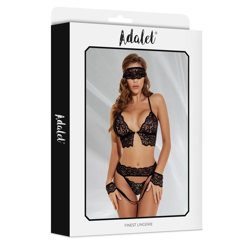 Ella Set Sujetador, Tanga, Antifaz y Esposas de Encaje - Imagen 4
