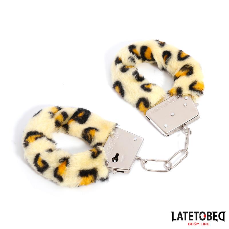 Esposas de Metal Furry con Pelo Animal Print Leopardo - Imagen 4