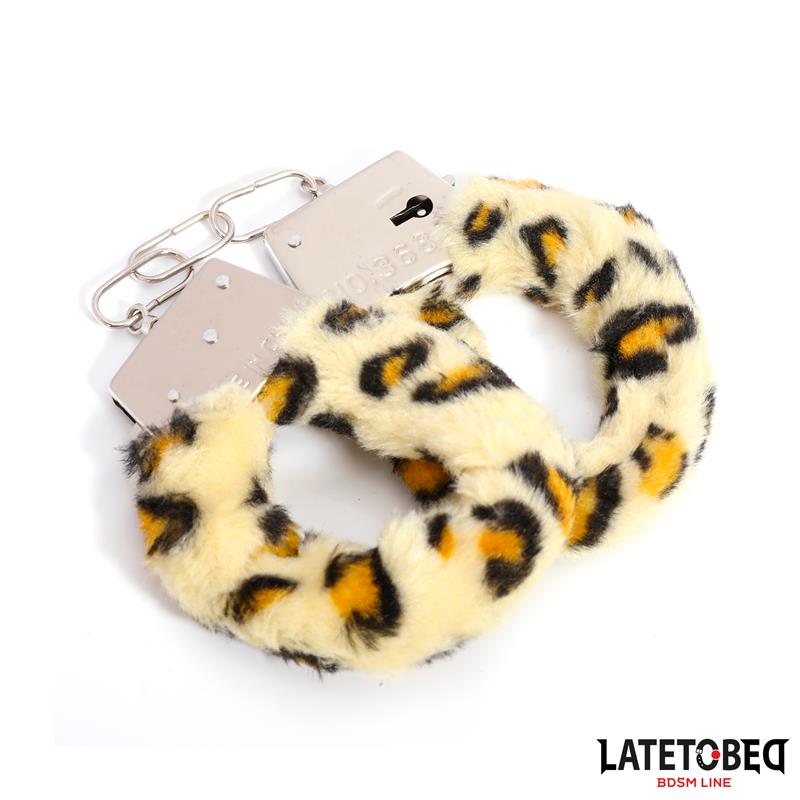 Esposas de Metal Furry con Pelo Animal Print Leopardo - Imagen 5