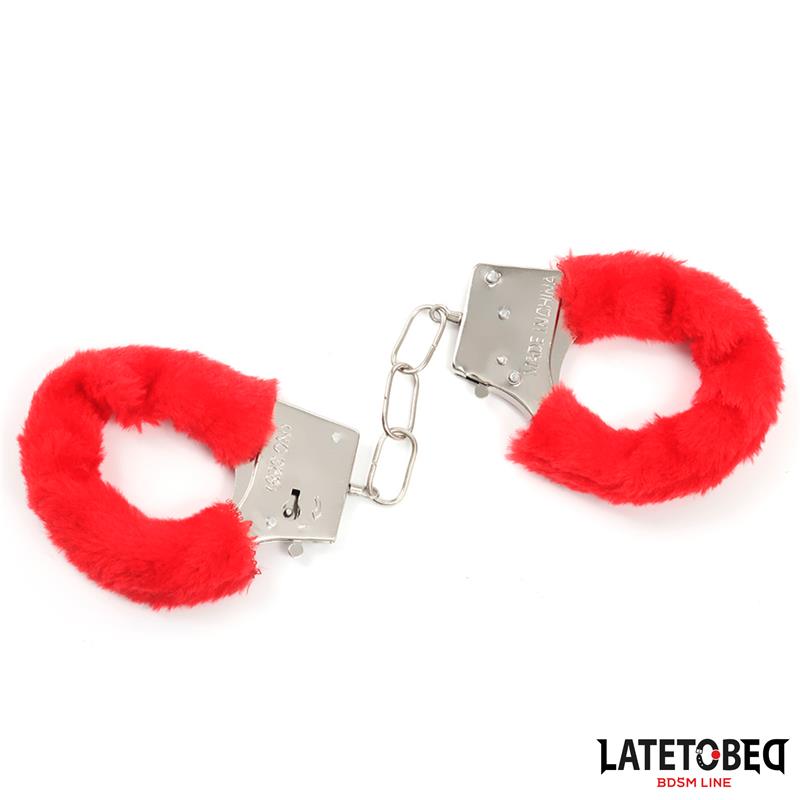Esposas de Metal Furry con Pelo Rojo - Imagen 2