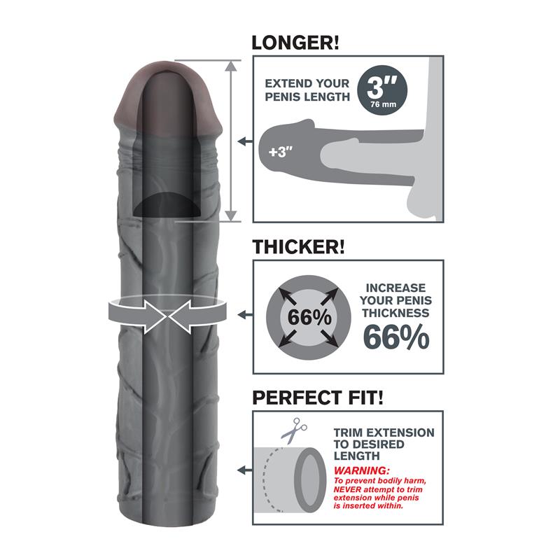 Fantasy X-tensions Mega 7,6 cm Extensión de Pene - Color Negro - Imagen 2
