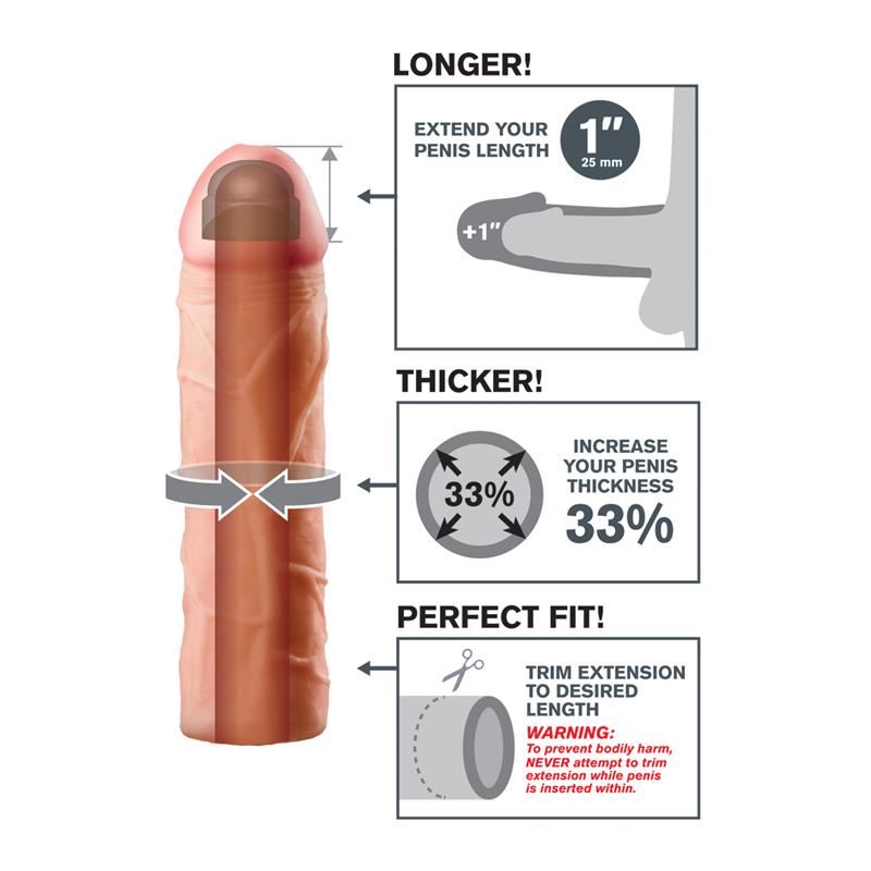 Fantasy X-tensions Perfect 2,54 cm Extensión de Pene - Color Natural - Imagen 2