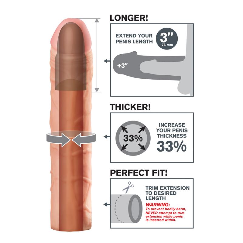 Fantasy X-tensions Perfect 7,6 cm Extensión de Pene - Color Natural - Imagen 2