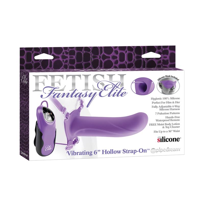 Fetish Fantasy Elite 15 cm Arnés con Dildo Hueco Vibrador Púrpura - Imagen 2