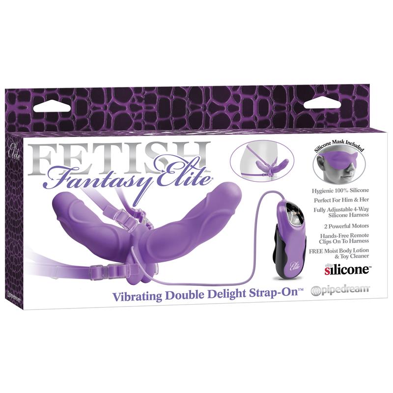 Fetish Fantasy Elite Arnés de Doble Deleite Vibrador Púrpura - Imagen 2