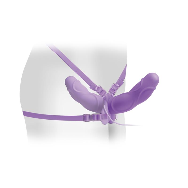 Fetish Fantasy Elite Arnés de Doble Deleite Vibrador Púrpura - Imagen 3