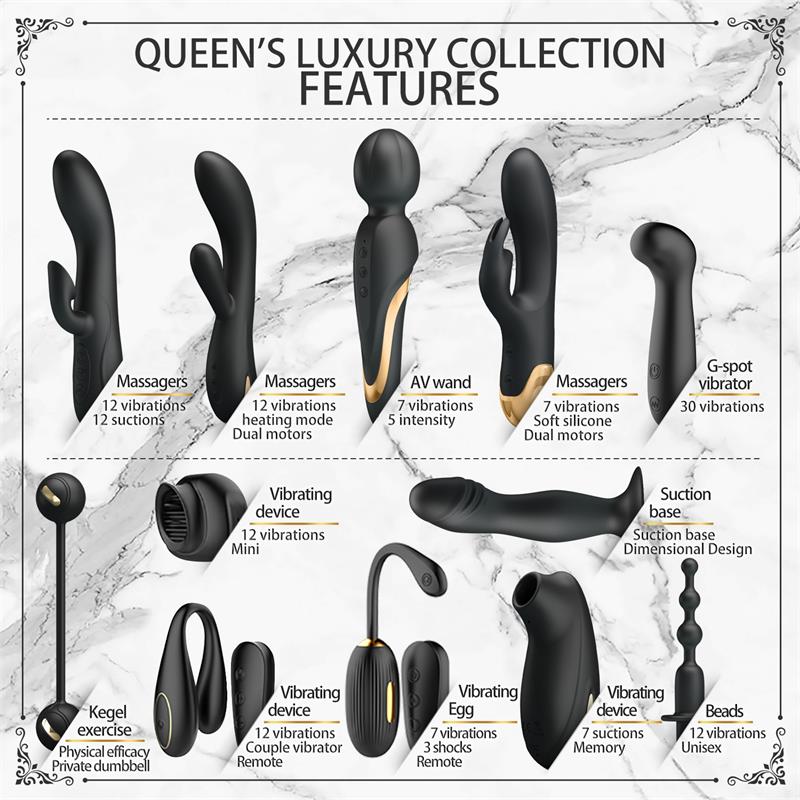 Luxury Set Queens 12 Juguetes Negro y Oro 18k - Imagen 2