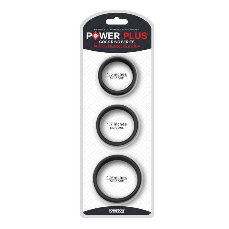 Pack de 3 Anillos para el Pene Power Ring Negro - Imagen 2