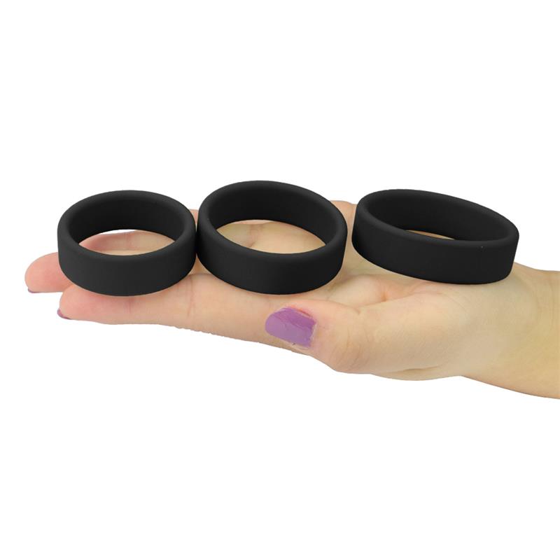 Pack de 3 Anillos para el Pene Power Ring Negro - Imagen 3