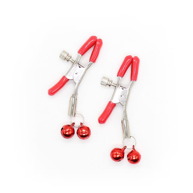 Pinzas para Pezones con Cascabeles Metal Rojo - Imagen 2