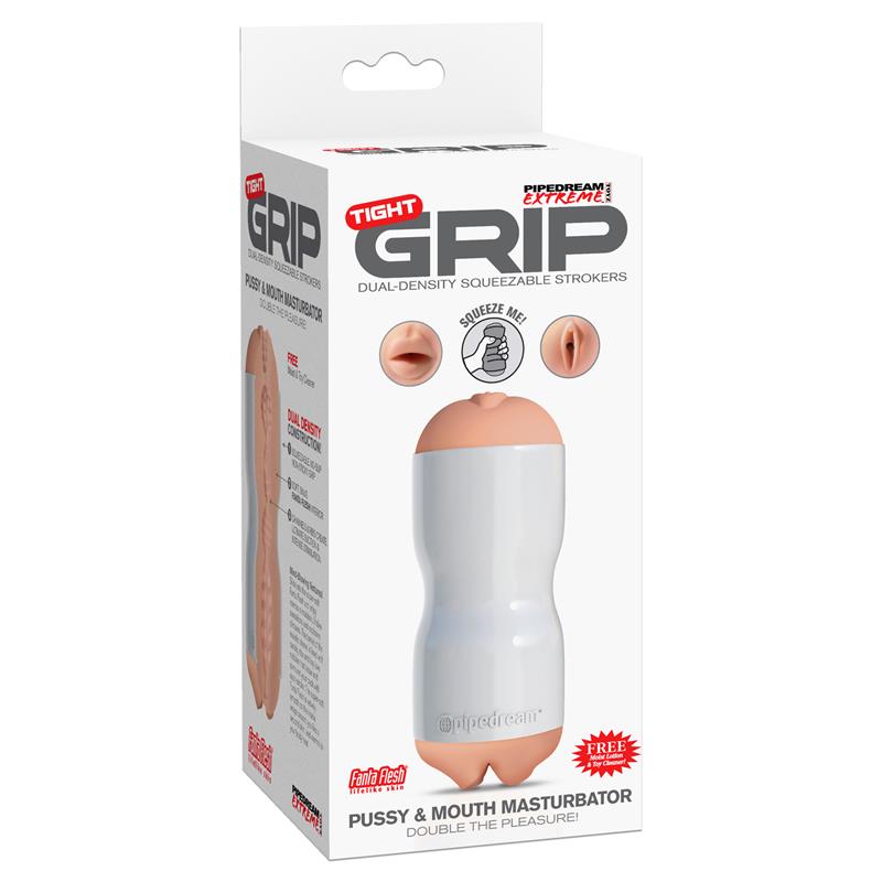 Pipedream Extreme Toyz Masturbador Tight Grip Pussy & Mouth Color Blanco - Imagen 2