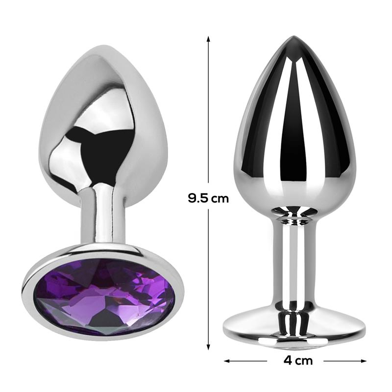 Plug Anal con Joya Púrpura Amatista Talla L Aluminio - Imagen 3