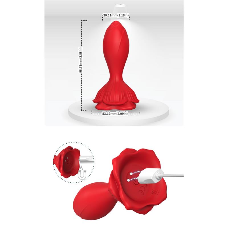 Plug Anal con Vibración Base de Rosa - Imagen 11