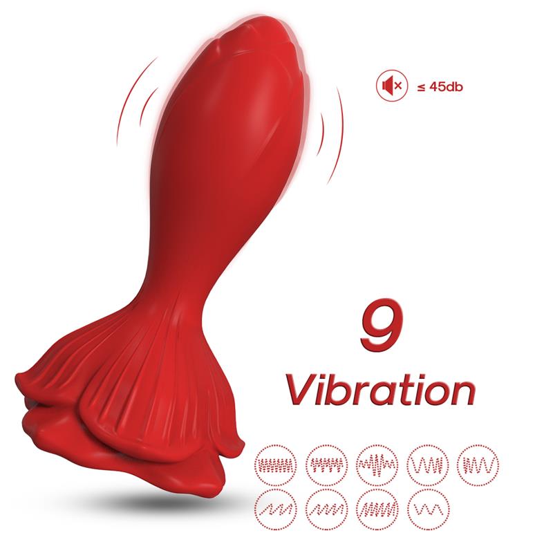 Plug Anal con Vibración Base de Rosa - Imagen 4