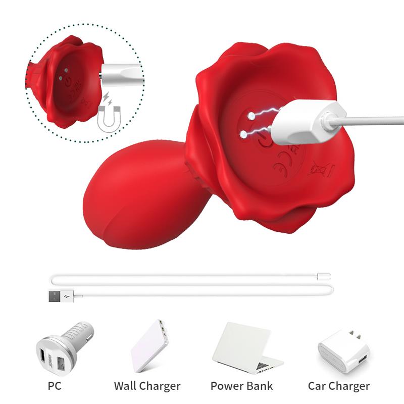 Plug Anal con Vibración Base de Rosa - Imagen 10