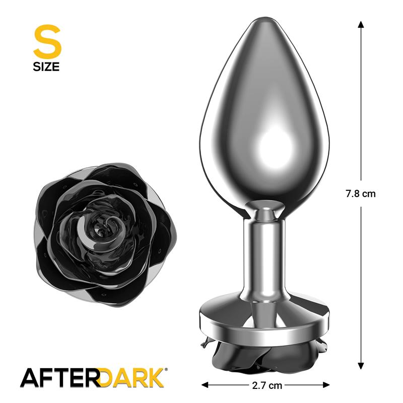 Plug Anal de Metal con Rosa Negra en la Base Talla S - Imagen 3