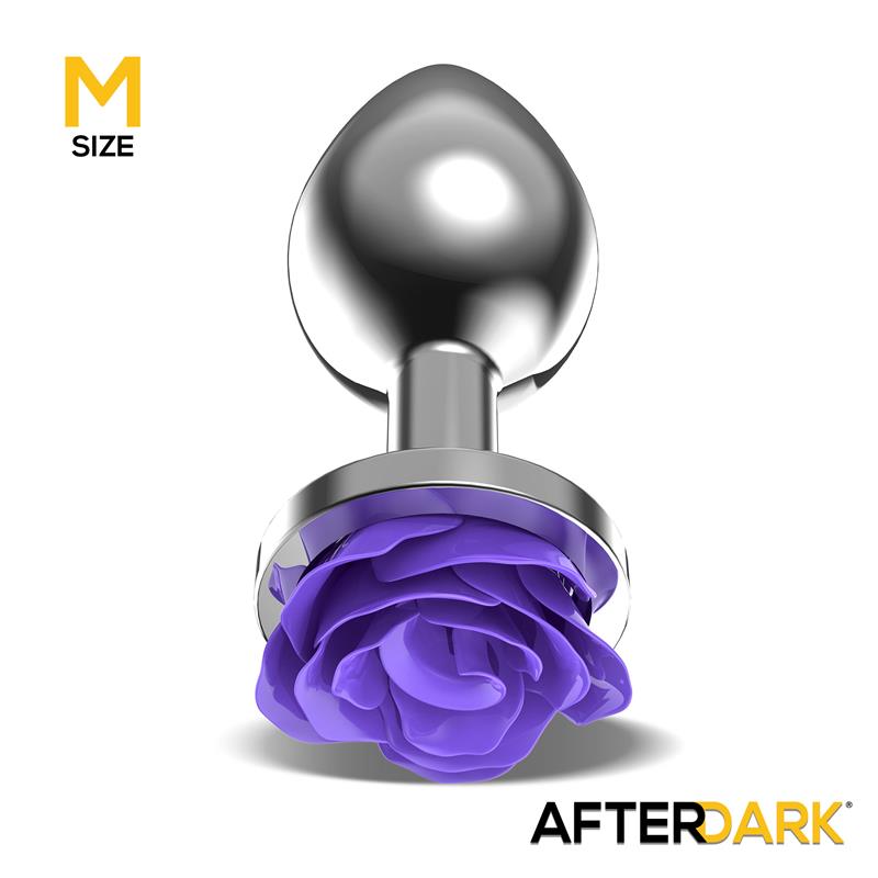 Plug Anal de Metal con Rosa Púrpura en la Base Talla M - Imagen 2