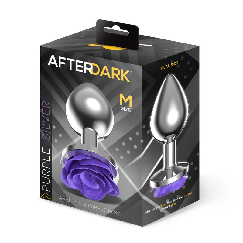 Plug Anal de Metal con Rosa Púrpura en la Base Talla M - Imagen 4