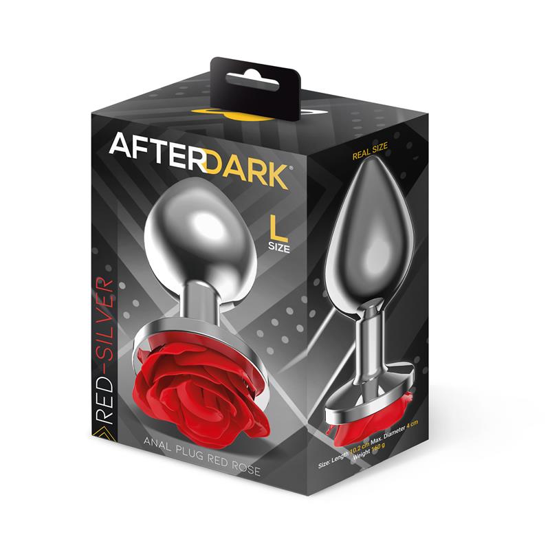 Plug Anal de Metal con Rosa Roja en la Base Talla L - Imagen 4