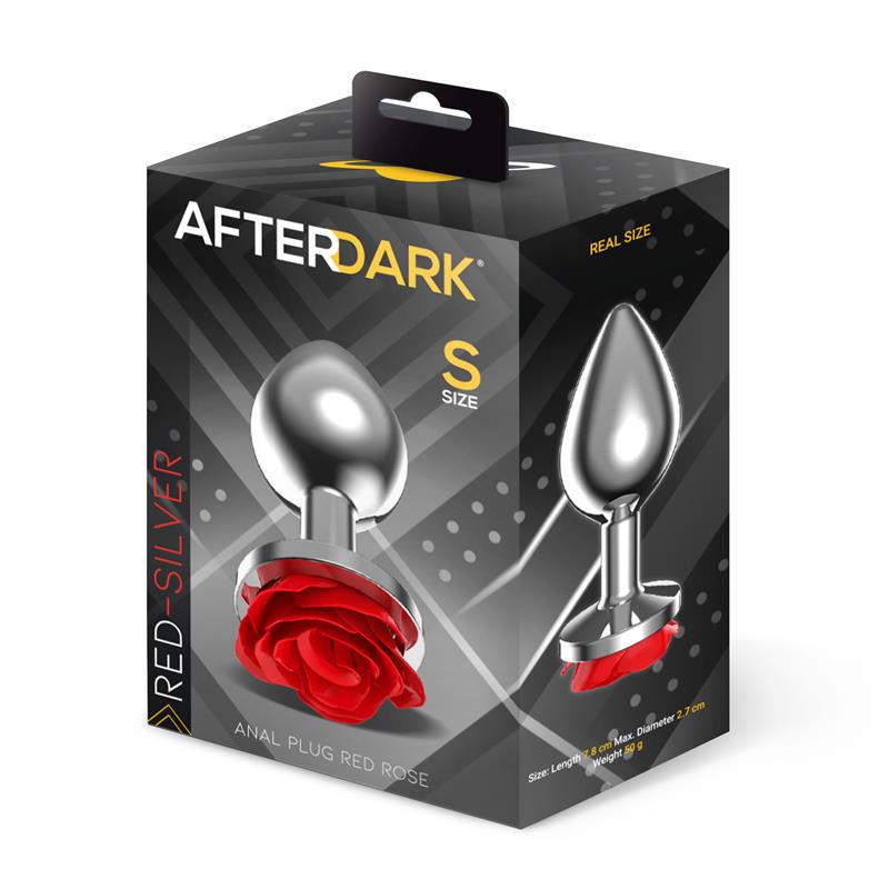 Plug Anal de Metal con Rosa Roja en la Base Talla S - Imagen 4