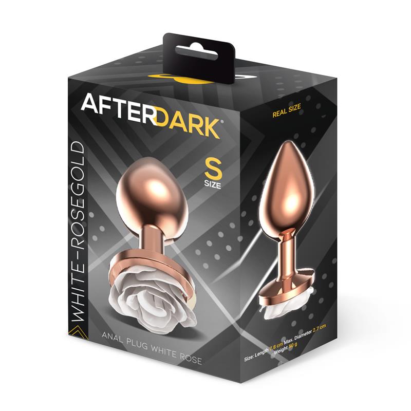 Plug Anal de Metal Oro Rosa con Rosa Blanca en la Base Talla S - Imagen 4