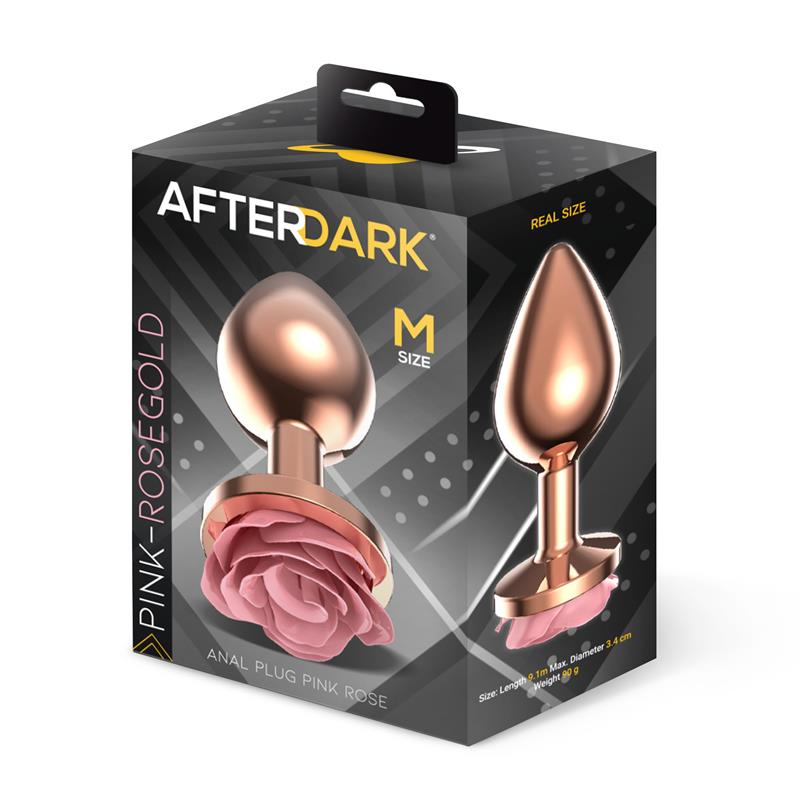 Plug Anal de Metal Oro Rosa con Rosa Rosa en la Base Talla M - Imagen 4
