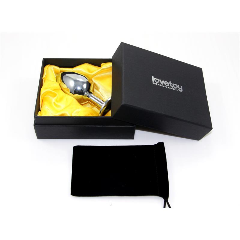 Plug Anal Metal RoseBud Classic con Joya Negro Talla L - Imagen 2
