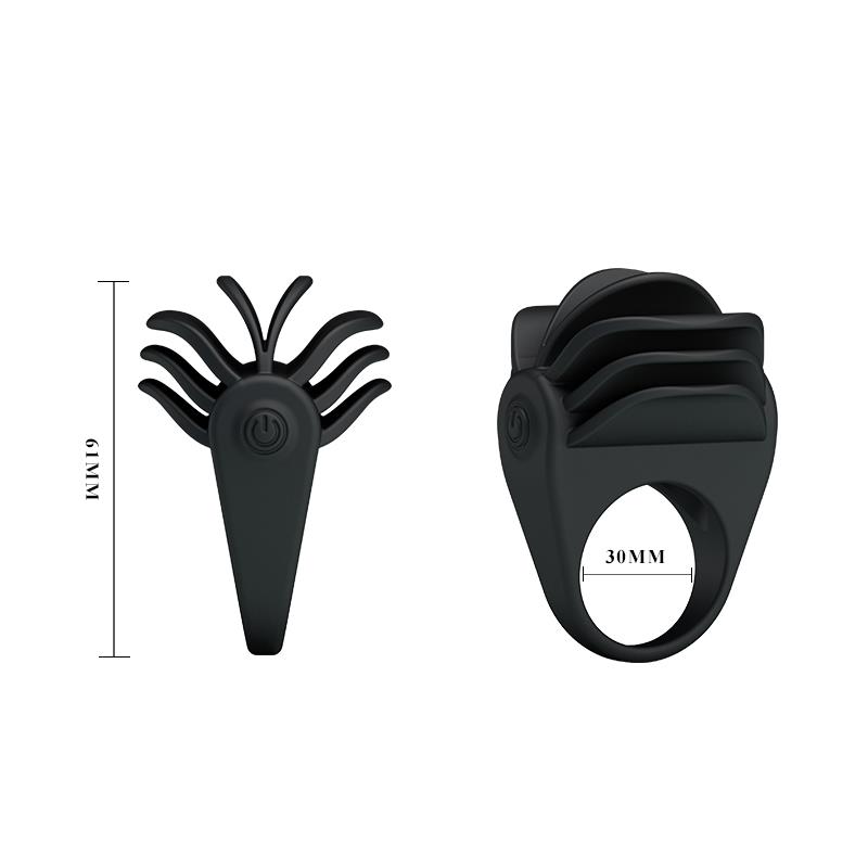 Pretty Love Anillo Vibrador Chester Color Negro - Imagen 4