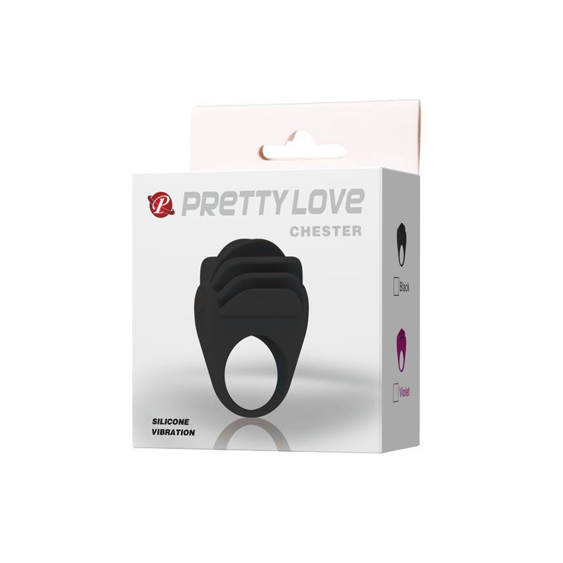 Pretty Love Anillo Vibrador Chester Color Negro - Imagen 7