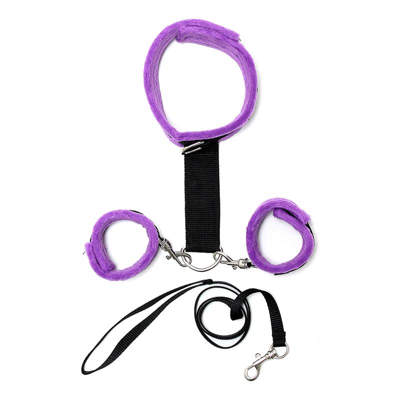 Collar y Esposas Desmontable Púrpura Ajustable - Imagen 2