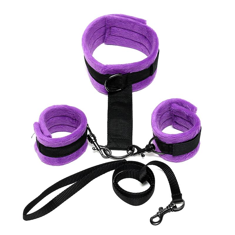 Collar y Esposas Desmontable Púrpura Ajustable - Imagen 4