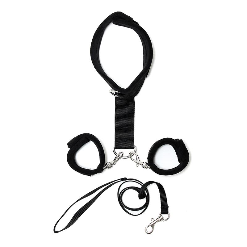 Collar y Esposas Desmontables Negro Ajustables - Imagen 2