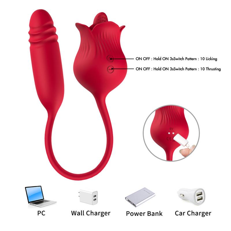 Rosa Vibradora con Licking y Thrusting USB - Imagen 14
