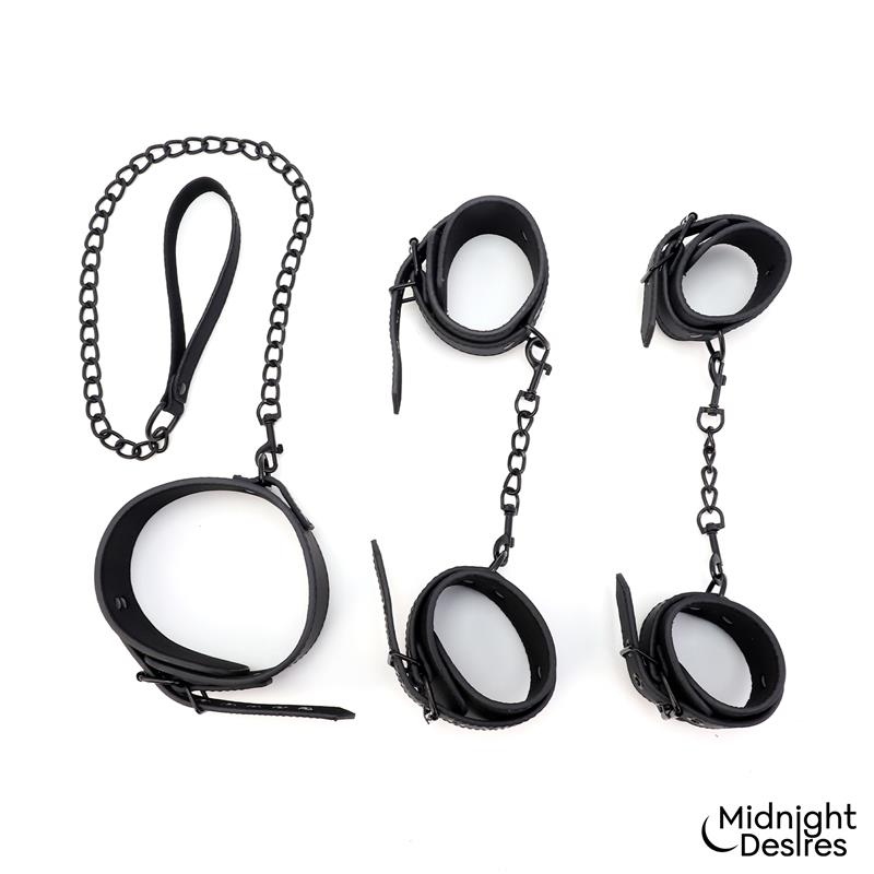 Set de Restricciones con Esposas y Collar con Correa - Imagen 2