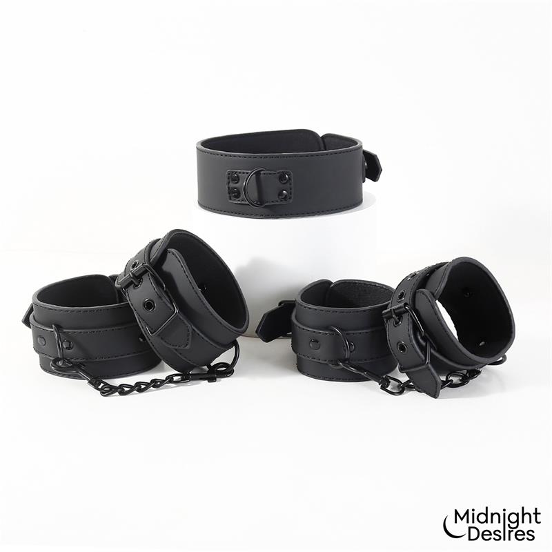 Set de Restricciones con Esposas y Collar con Correa - Imagen 7